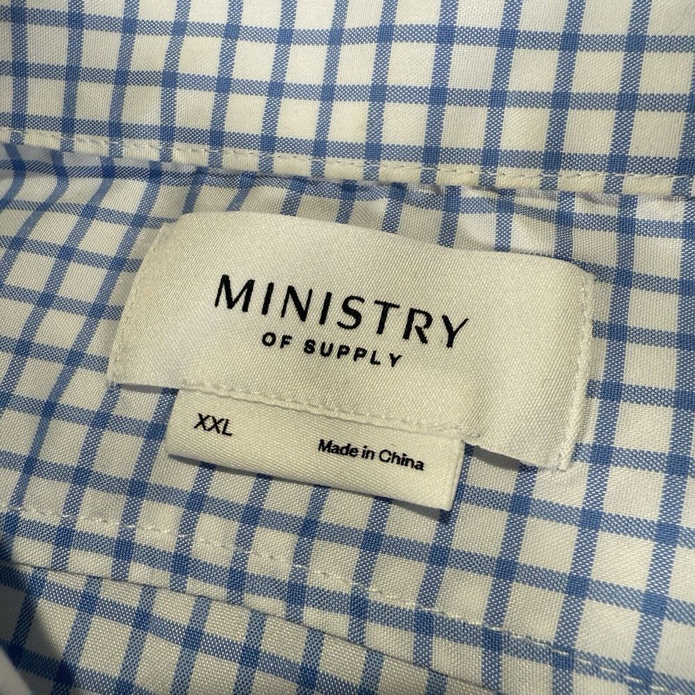 Ministry of Supply Performance Long Sleeve Button Down Shirt 2XL Blue‎ White